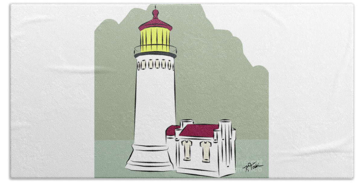 North-head Bath Towel featuring the digital art North Head Lighthouse by Kirt Tisdale