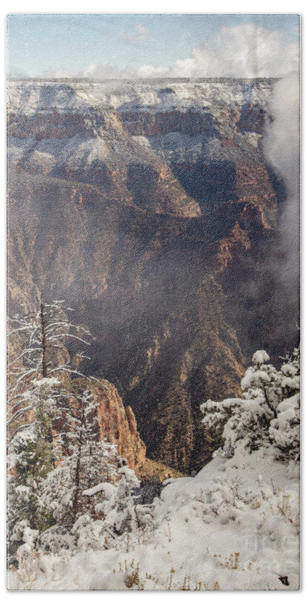 North Rim Grand Canyon Snow Bath Towel featuring the photograph North Rim Grand Canyon Snow by Dustin K Ryan