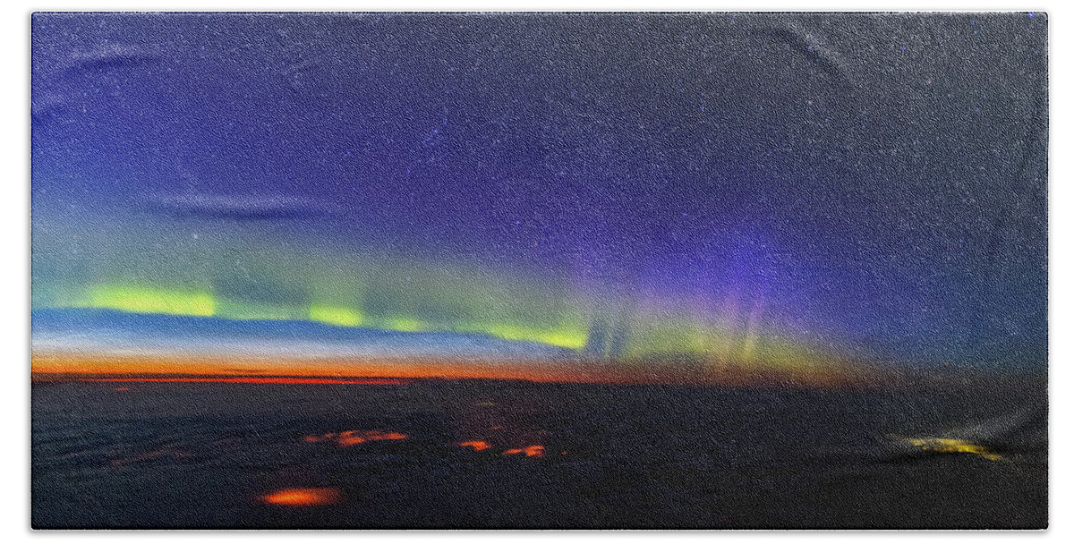 Aurora Bath Towel featuring the photograph Northern Night by Ralf Rohner