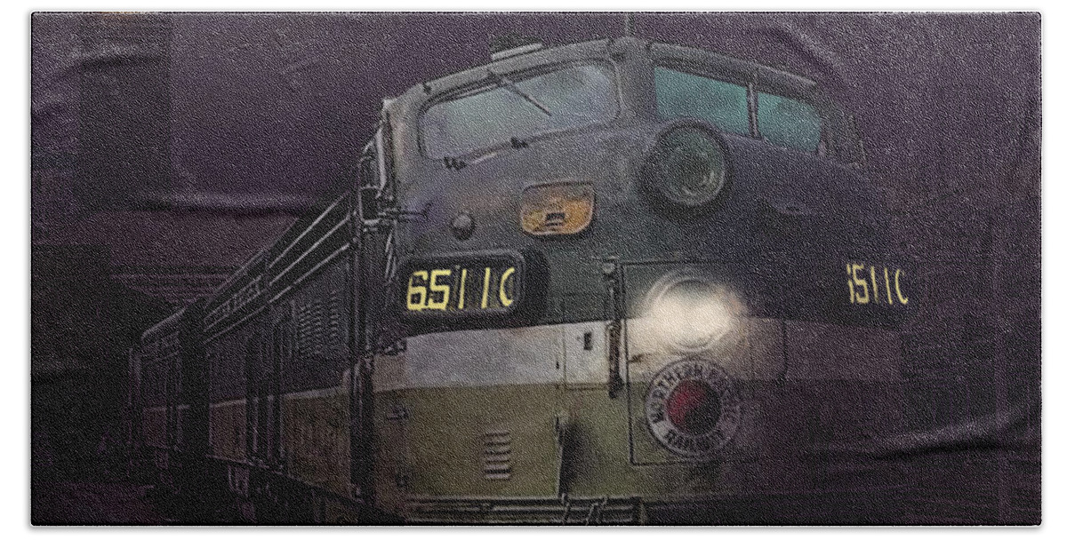Northern Pacific Hand Towel featuring the painting Northern Pacific Locomotive - Seattle by Glenn Galen
