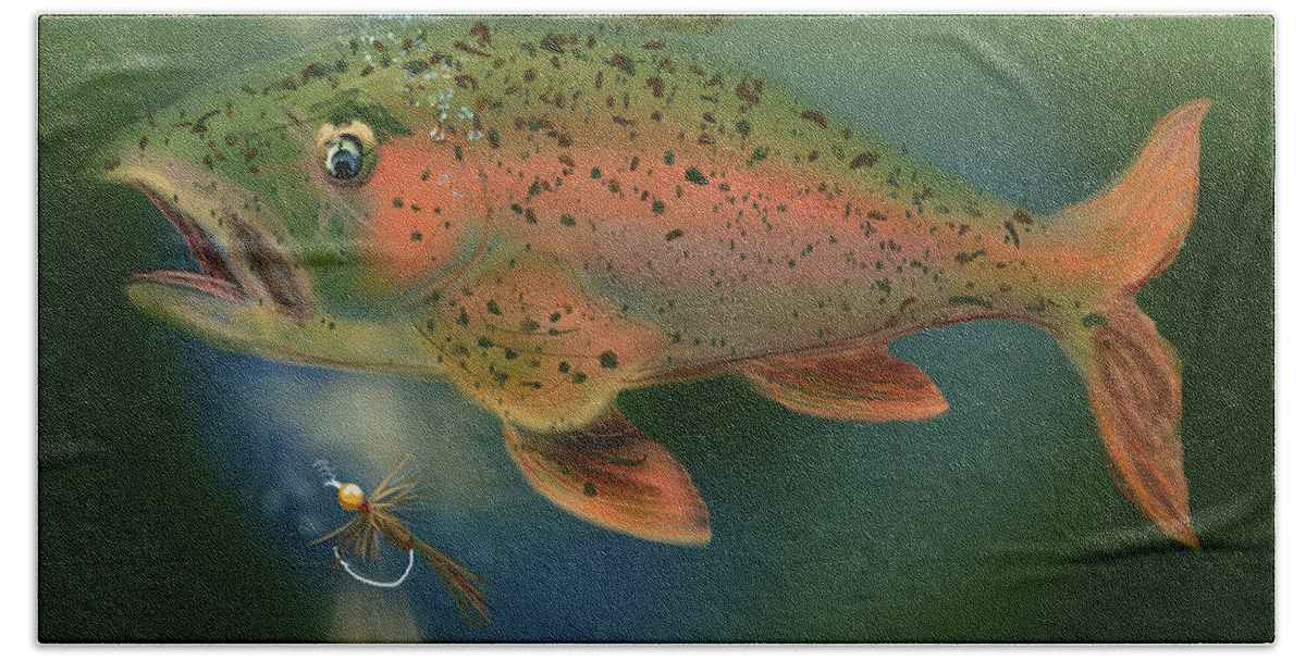 Fly Fishing Hand Towel featuring the digital art Not Falling for That by Doug Gist