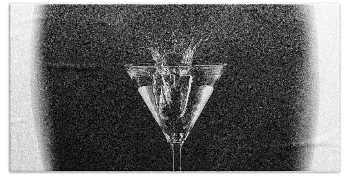 Woman Hand Towel featuring the photograph Nude woman with martini splash by Johan Swanepoel