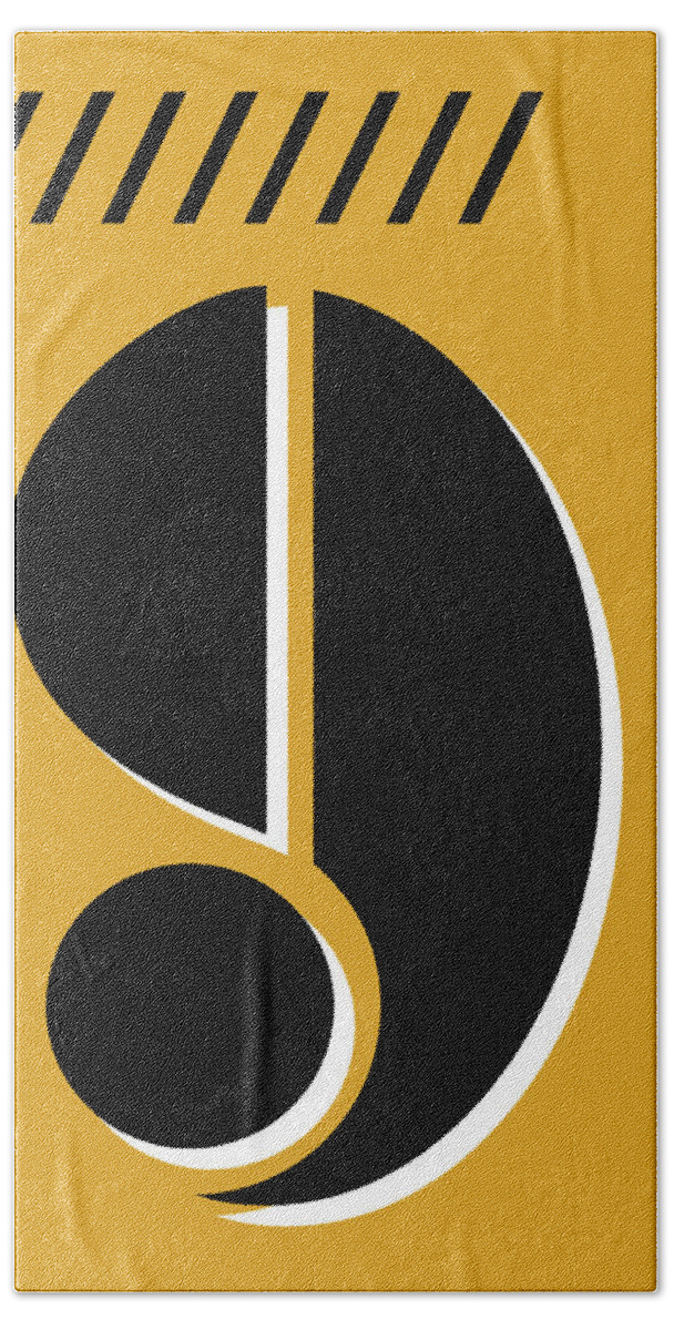 Nine Hand Towel featuring the mixed media Number Nine - Pop Art Print - Yellow by Studio Grafiikka