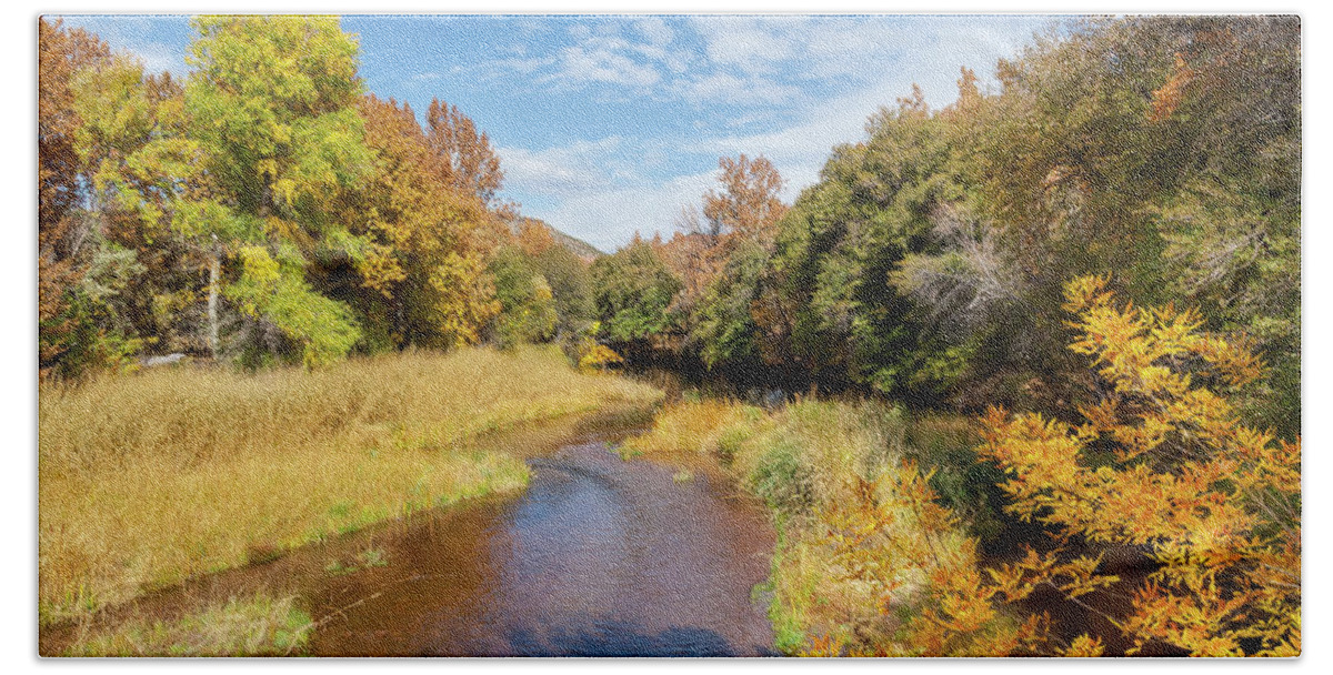 Arizona Bath Towel featuring the photograph Oak Creek in the Fall by Jeff Goulden
