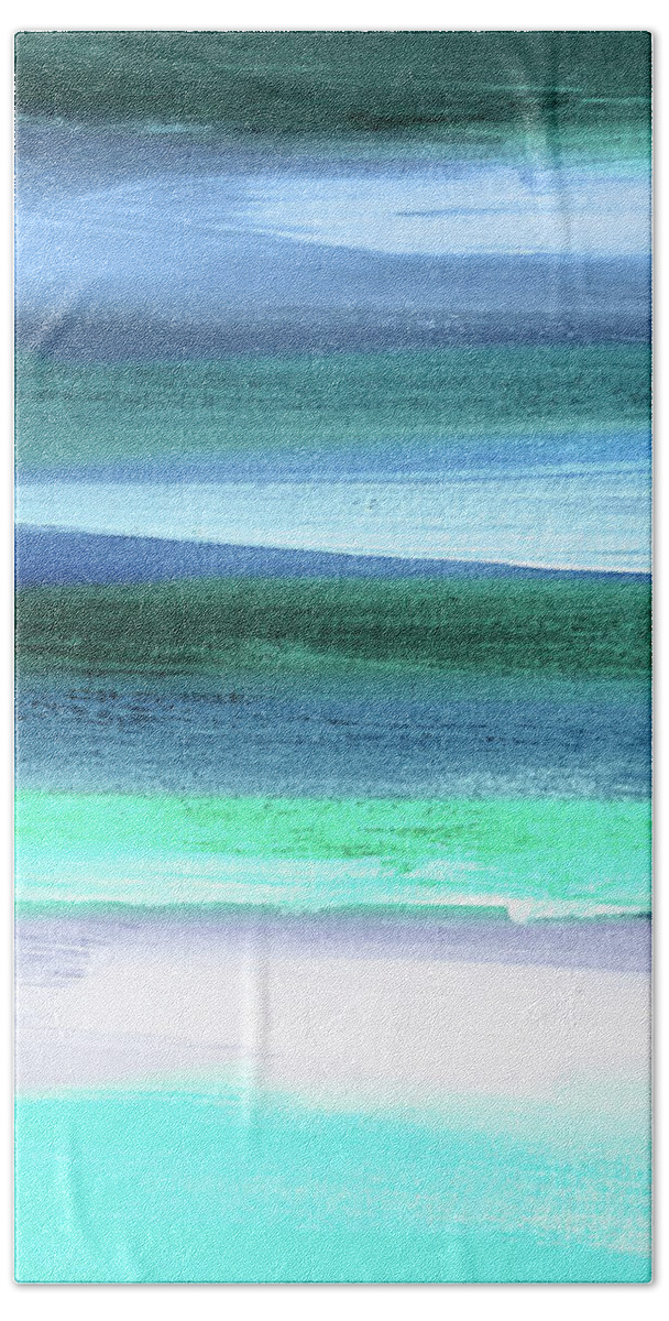 Ocean Hand Towel featuring the painting Ocean abstract by Delphimages Photo Creations