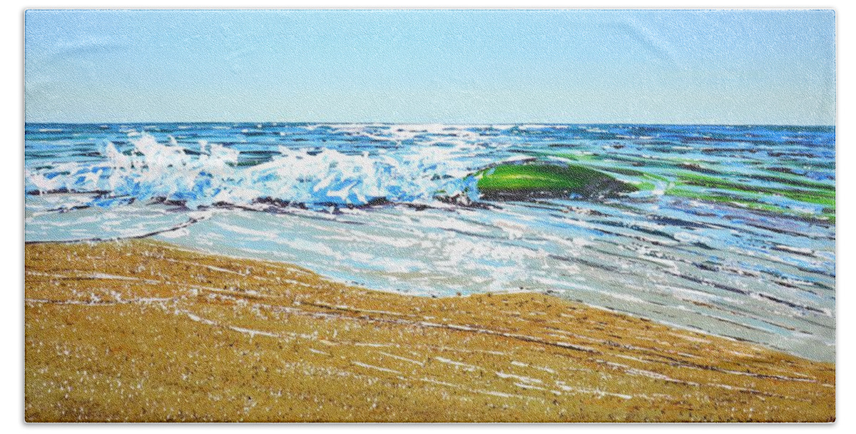 Sea Bath Towel featuring the painting 	Ocean. Beach. by Iryna Kastsova