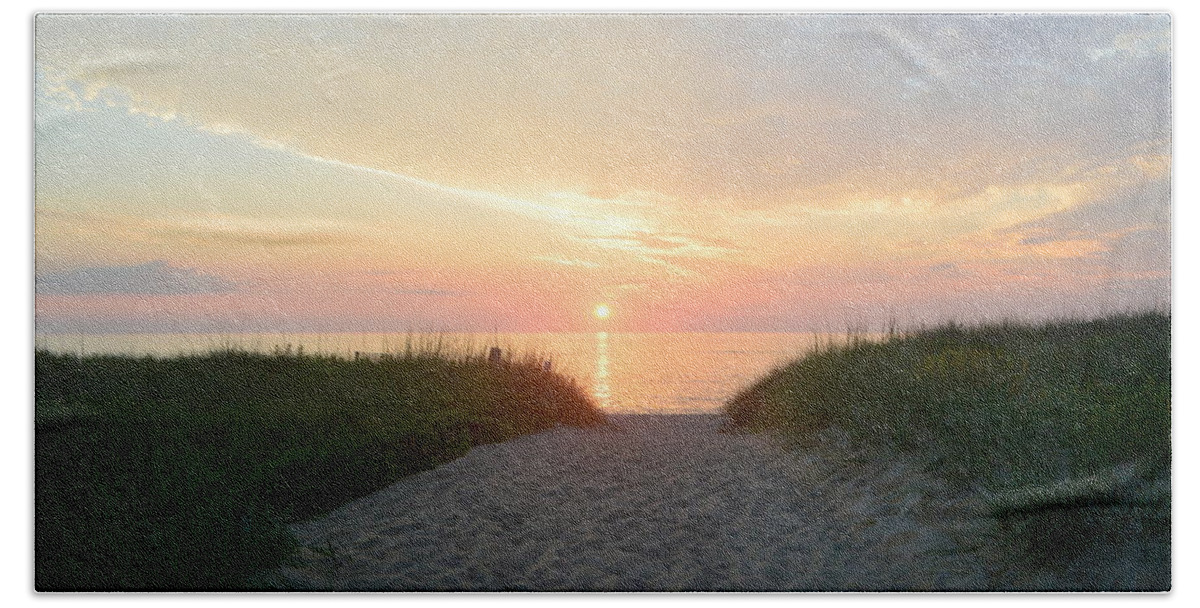Obx Sunrise Hand Towel featuring the photograph Ocean View July 1 by Barbara Ann Bell