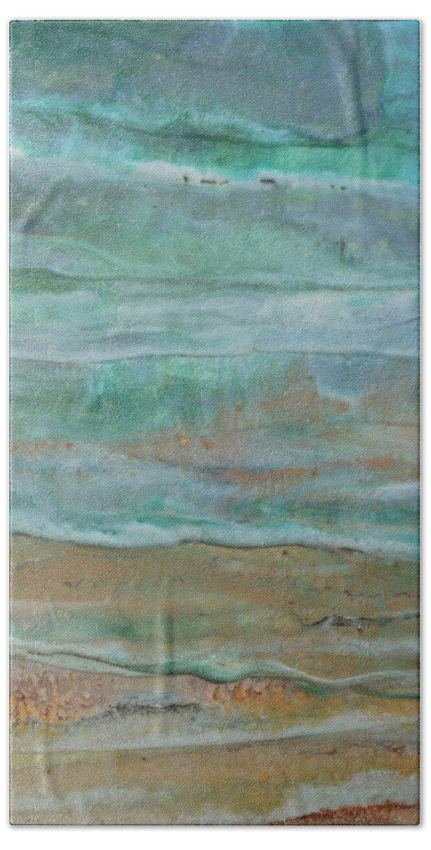 Waves Bath Towel featuring the painting Ocean Waves by Jennifer Creech
