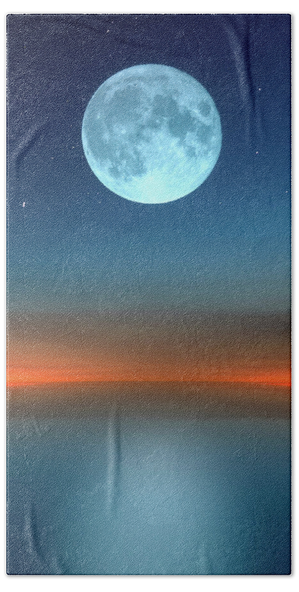 Moon Hand Towel featuring the photograph October Moon by Bob Orsillo