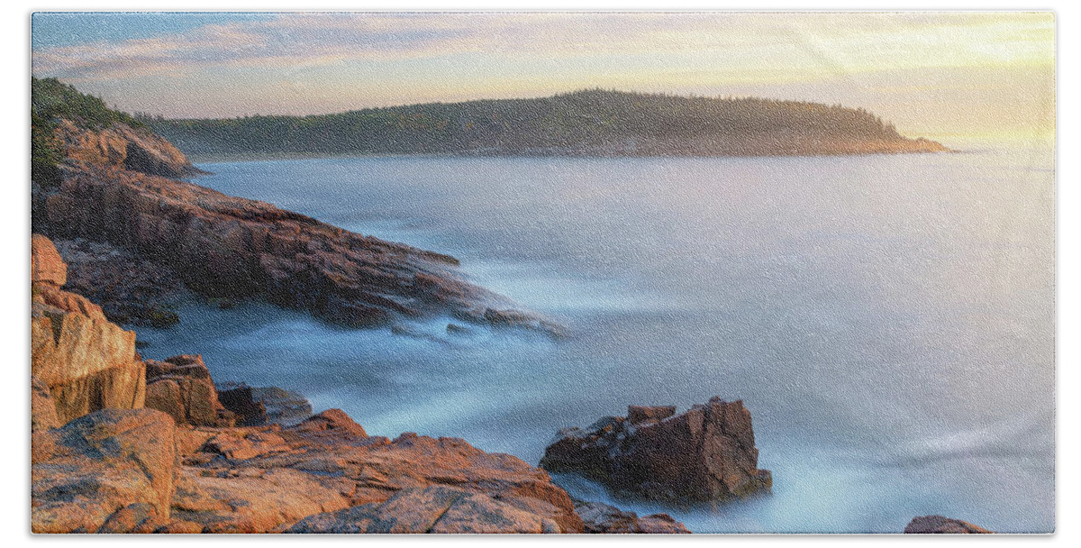 Maine Hand Towel featuring the photograph October Morning at Newport Cove by Kristen Wilkinson