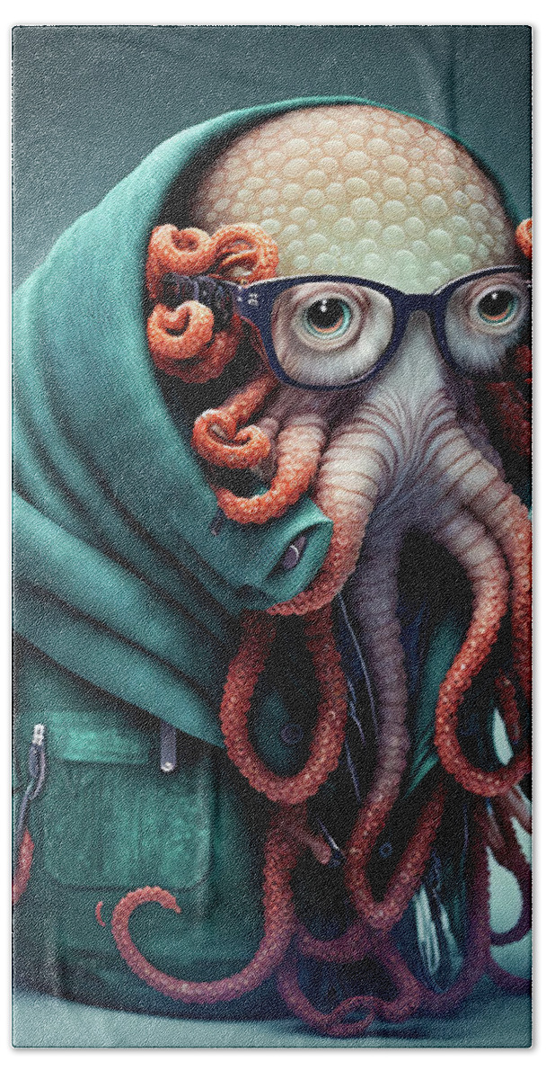 Octopus Bath Towel featuring the digital art Octopus Fashion 01 by Matthias Hauser