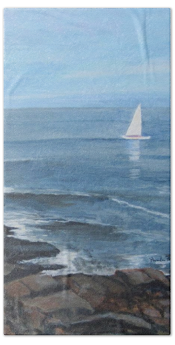 Painting Bath Towel featuring the painting Ogunquit Sail by Paula Pagliughi