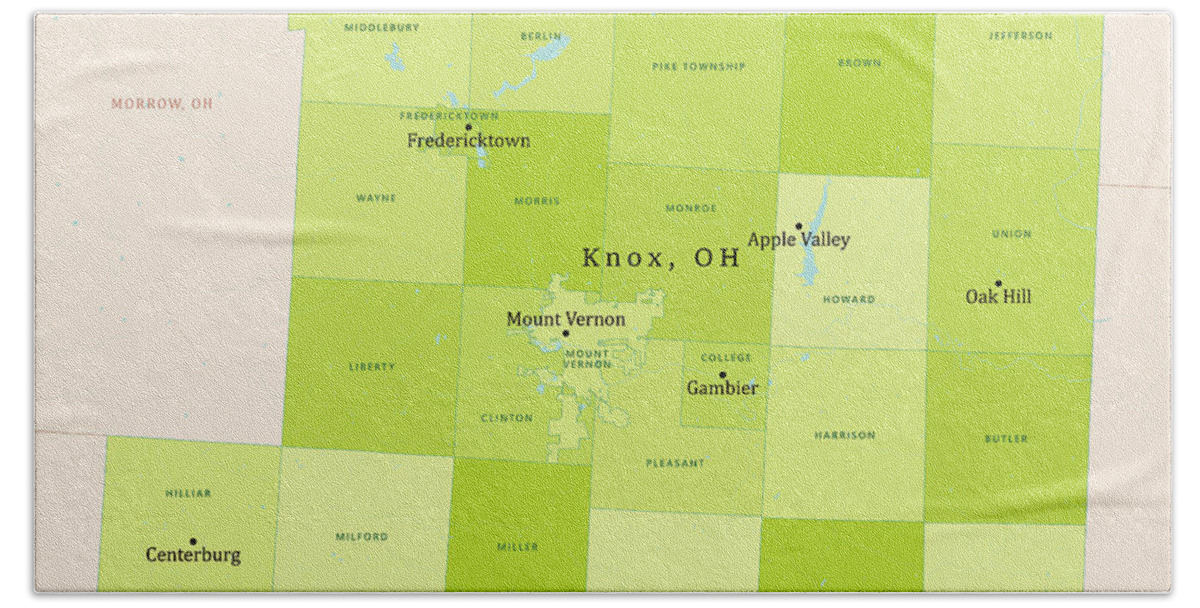 County Hand Towel featuring the digital art OH Knox County Vector Map Green by Frank Ramspott