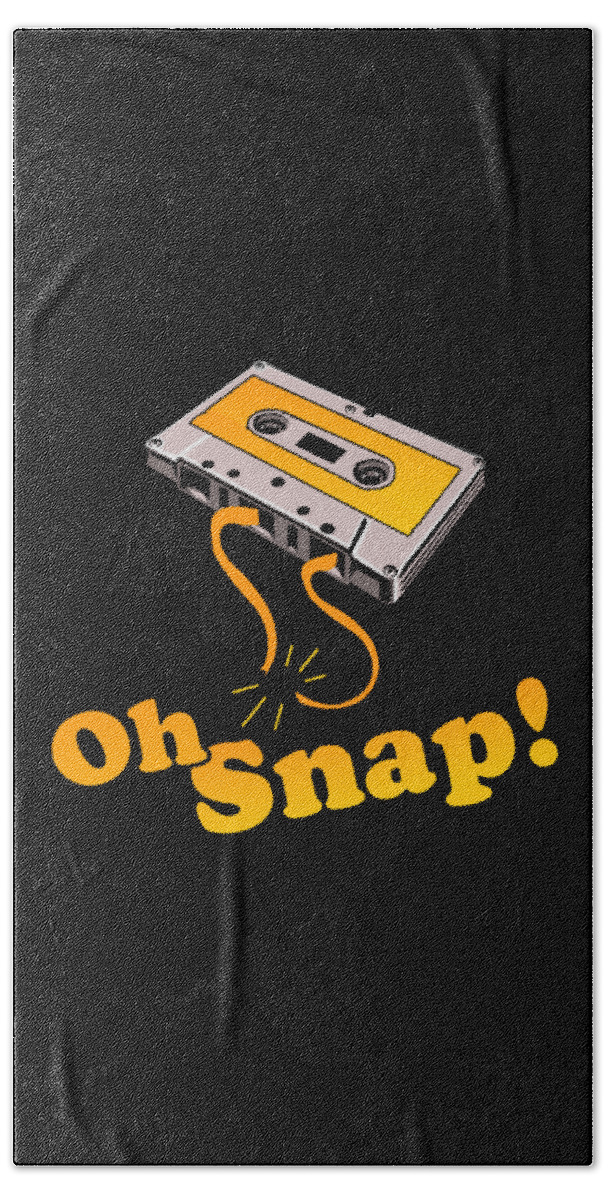 Funny Bath Towel featuring the digital art Oh Snap 80s Cassette Tape by Flippin Sweet Gear