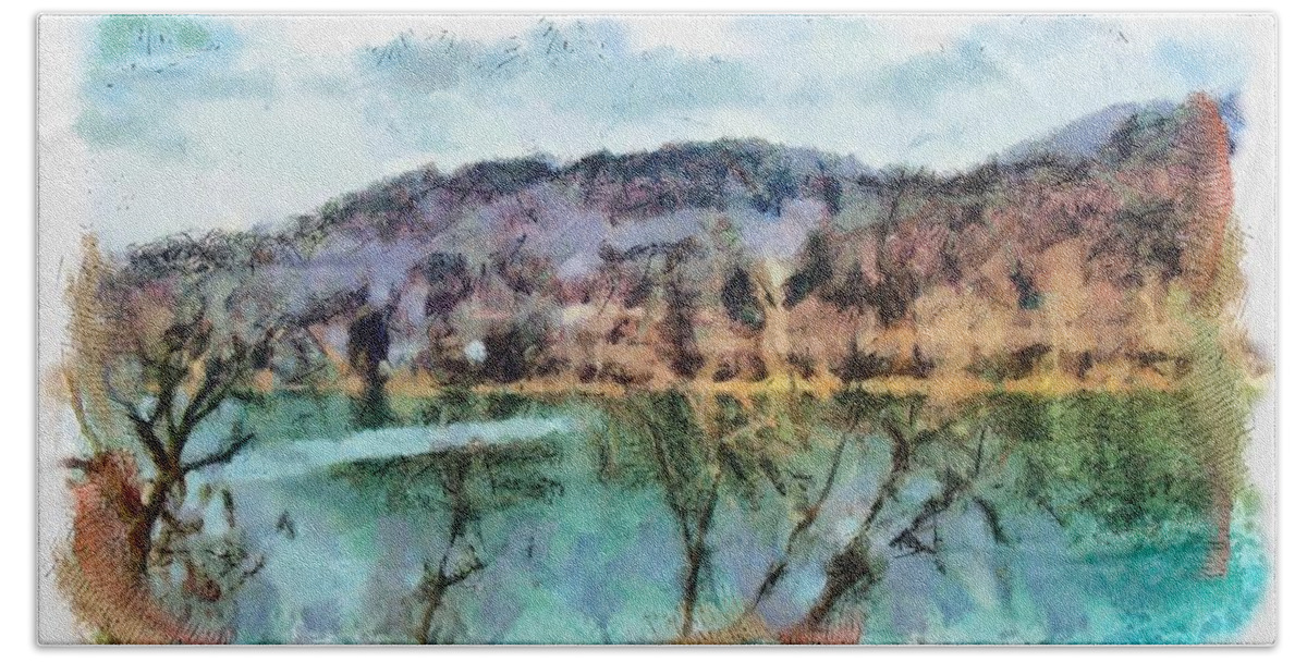 River Bath Towel featuring the mixed media Ohio River by Christopher Reed