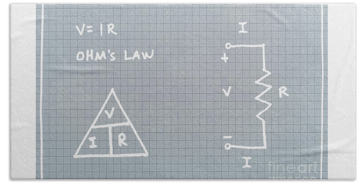 Ohm Bath Towel featuring the drawing Ohm's Law by Arlissa Vaughn
