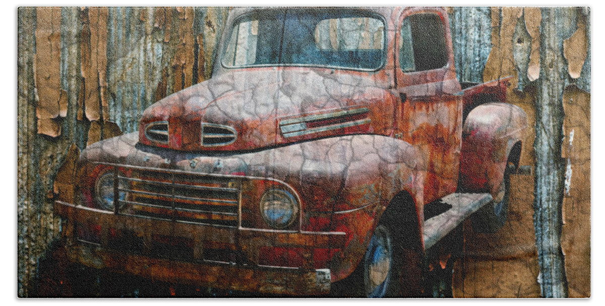 Ford Bath Towel featuring the digital art Old Ford Truck by Ally White