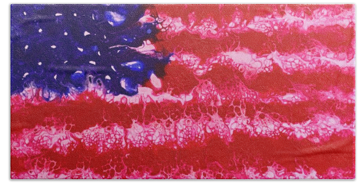 Us Flag Bath Towel featuring the painting Old Glory by Pour Your heART Out Artworks