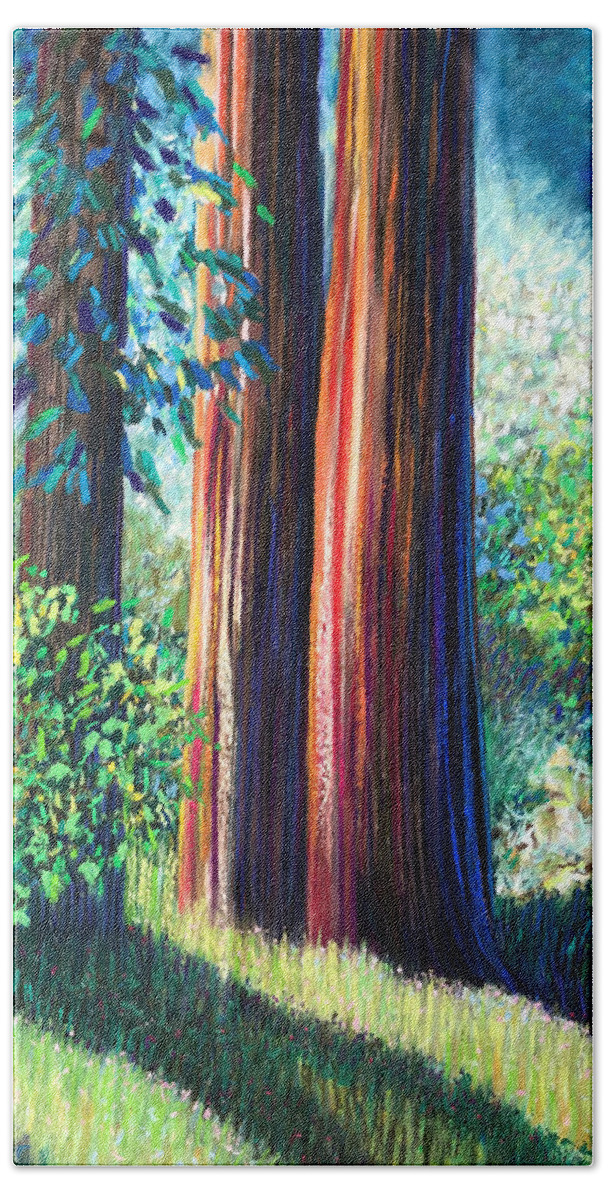 Redwoods Bath Towel featuring the painting Old Growth by Polly Castor