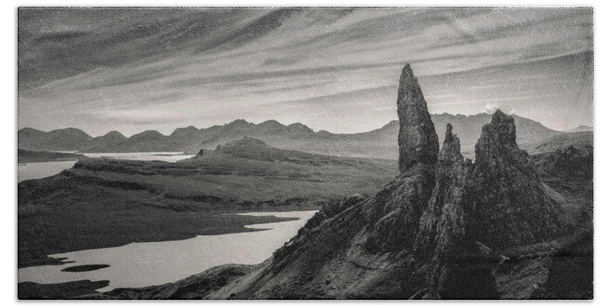 Old Man Of Storr Hand Towel featuring the photograph Old Man of Storr by Dave Bowman