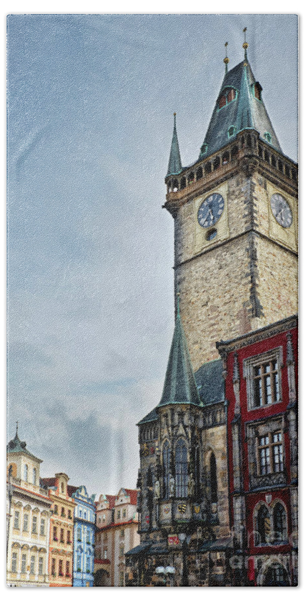 Prague Bath Towel featuring the photograph Old Prague City hall by Delphimages Photo Creations