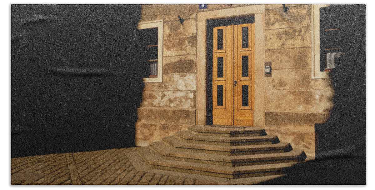 Prague Bath Towel featuring the photograph Old Prague House by Martin Vorel Minimalist Photography