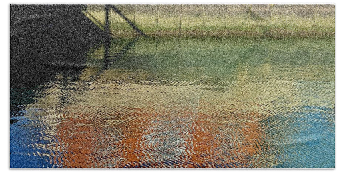 Old Bath Towel featuring the photograph Old Sea Wall and Reflections by Katherine Erickson