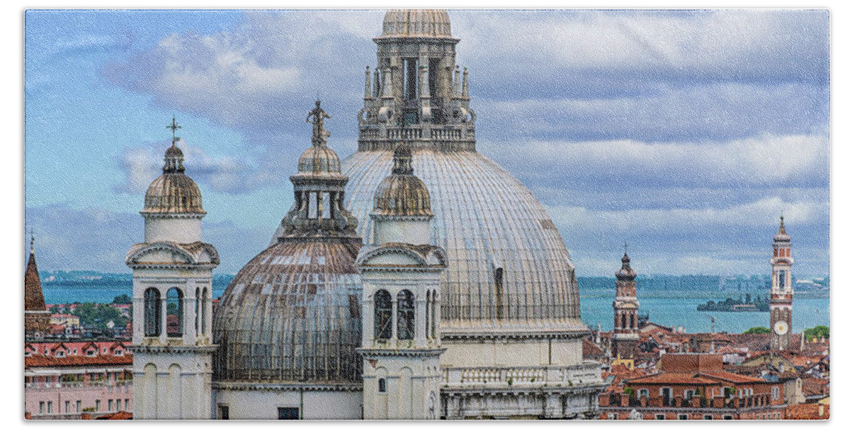 Architecture Bath Towel featuring the photograph Old Venice Church Domes by Darryl Brooks