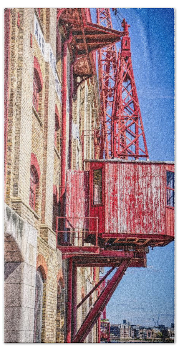 City Hand Towel featuring the photograph Old Wooden Crane by Raymond Hill