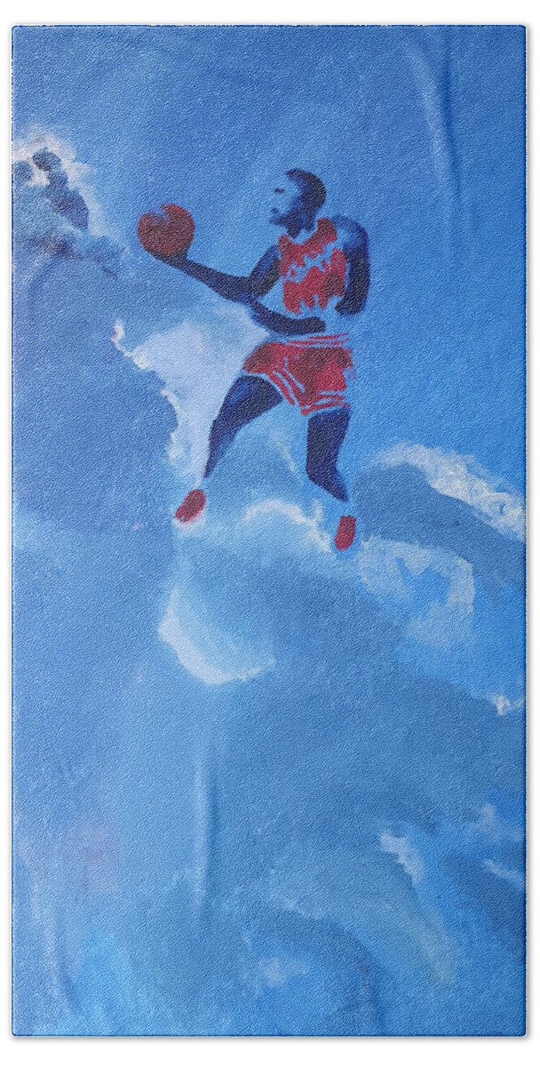 Michael Jordan Bath Towel featuring the painting Omaggio a Michael Jordan by Enrico Garff