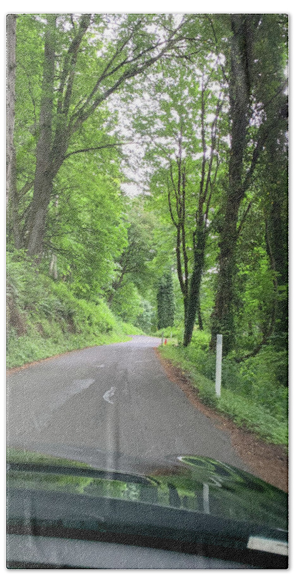 Trees. Tree Lined Road Hand Towel featuring the photograph On the Road by Juliette Becker