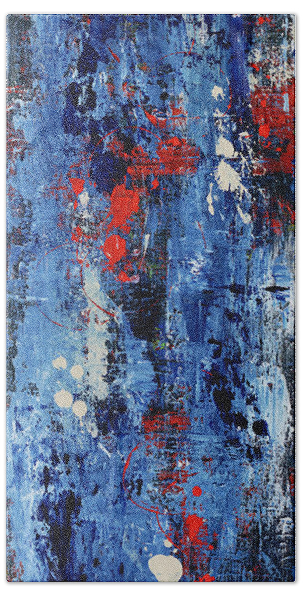 Abstract Hand Towel featuring the painting Open Heart 11 by Angela Bushman