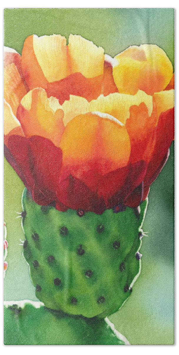 Opuntia Bath Towel featuring the painting Opuntia by Espero Art
