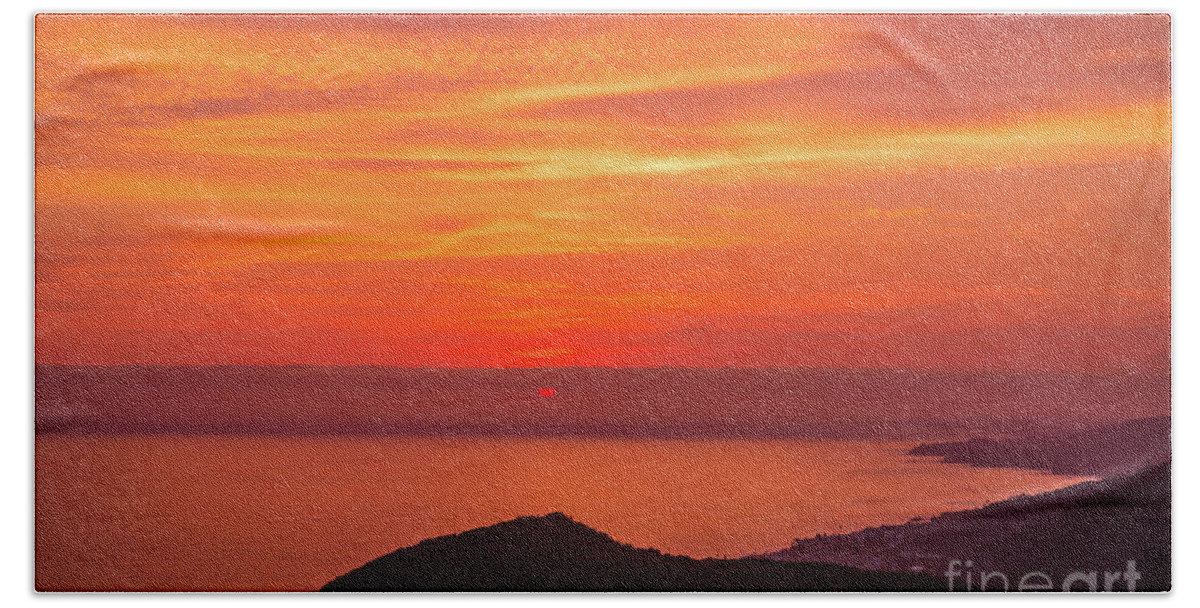 Sunset Hand Towel featuring the photograph Orange Burn, Laguna Beach by Abigail Diane Photography