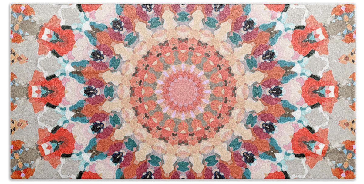 Concentric Digital Artwork Features Several Symmetrical Circles In Hues Of Orange Bath Towel featuring the digital art Orange Circles by Phil Perkins