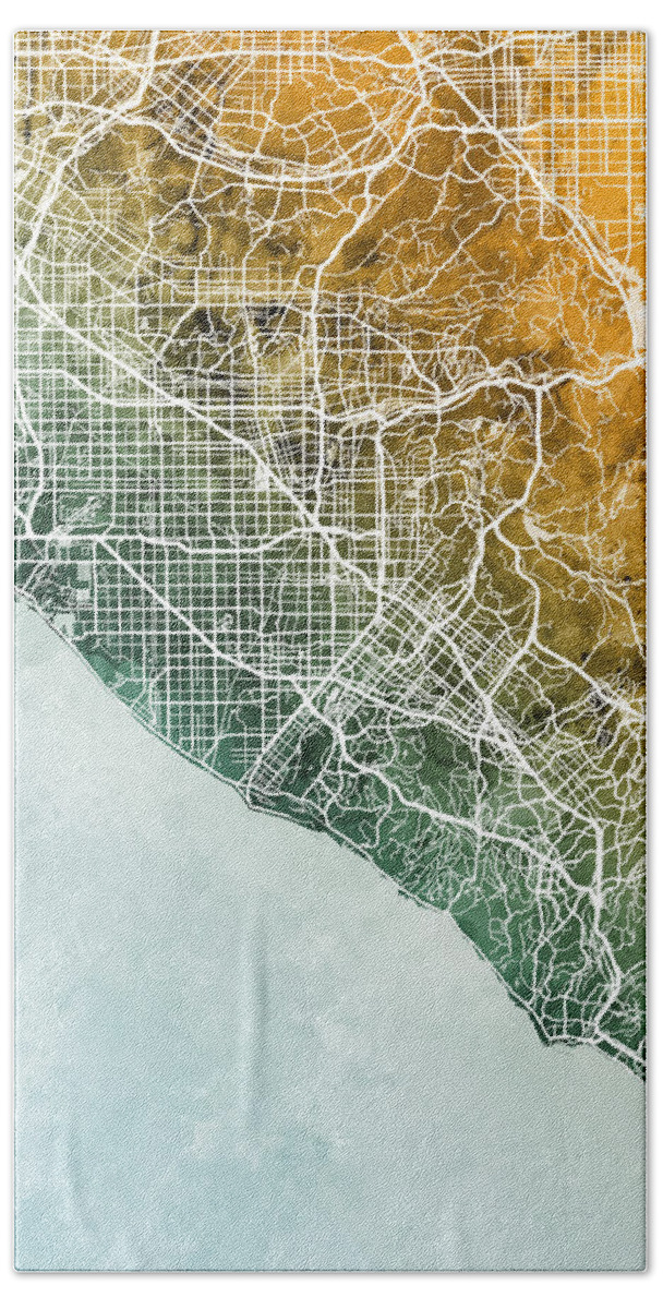 Orange County Hand Towel featuring the digital art Orange County California Map by Michael Tompsett