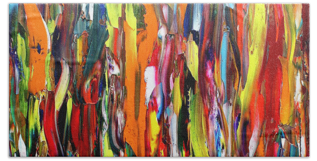 Abstract Bath Towel featuring the painting Orange Delight by Teresa Moerer