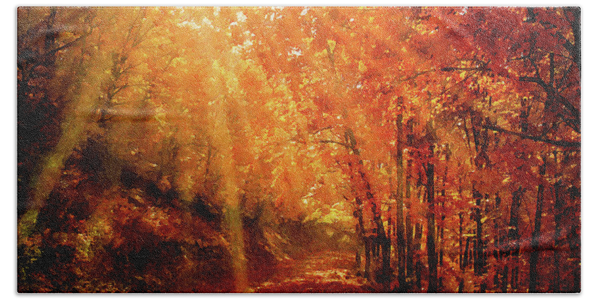 Fall Season Hand Towel featuring the digital art Orange Explosion by Dave Lee