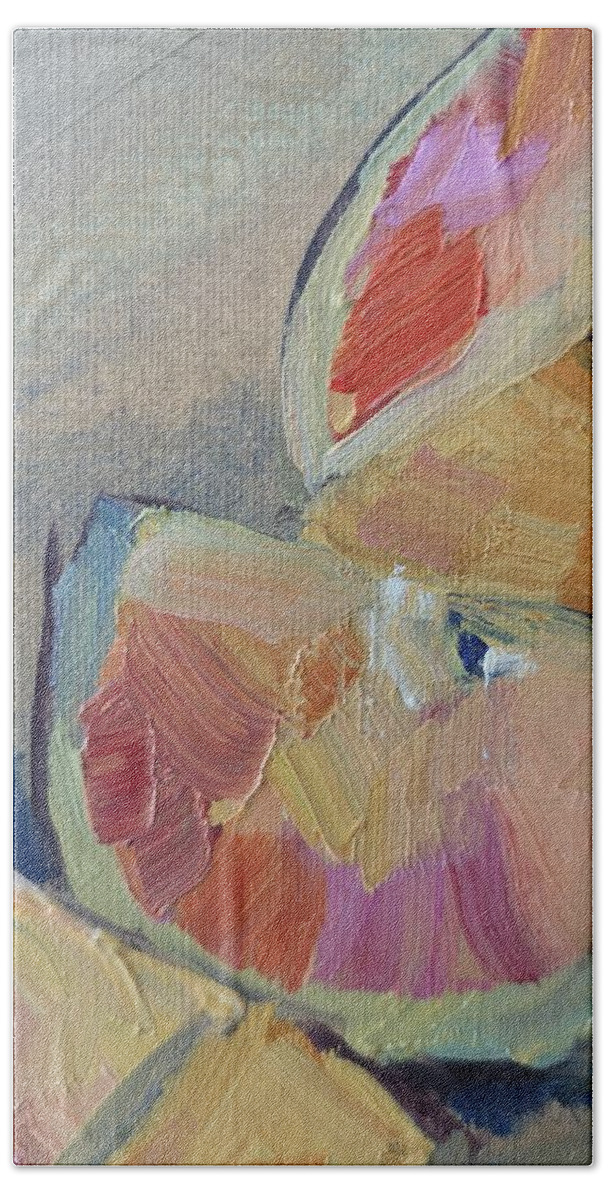 Oil Painting Bath Towel featuring the painting Orange Slices by Sheila Romard