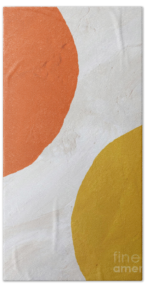 Abstract Painting Hand Towel featuring the painting Orange, Yellow And White by Abstract Art