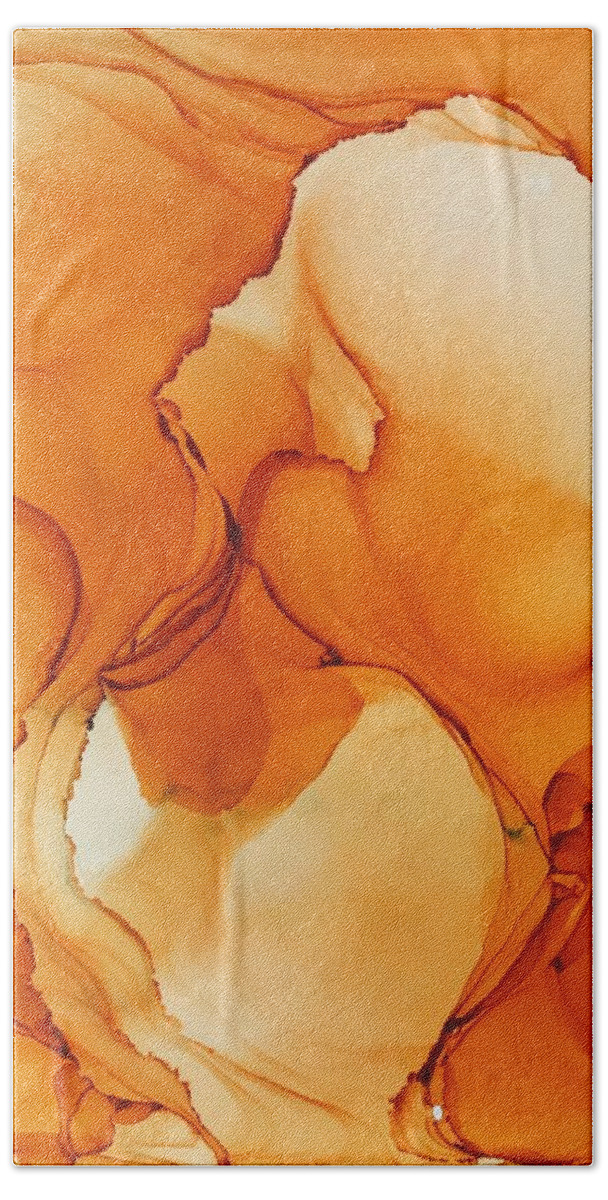 Abstract Bath Towel featuring the painting Orange you glad? by Eric Fischer