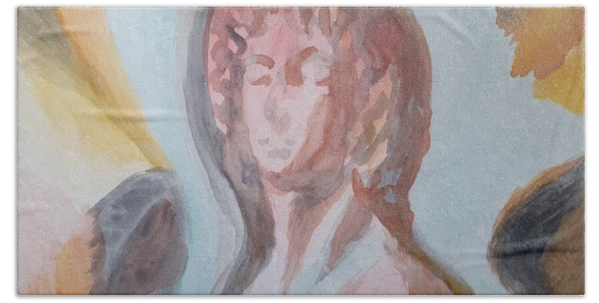 Classical Greek Sculpture Bath Towel featuring the painting Original Identity by Enrico Garff
