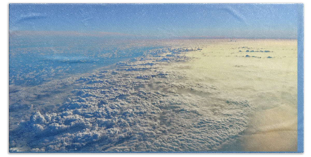 Above The Clouds Bath Towel featuring the photograph Our Beautiful Blue World by Heidi Fickinger