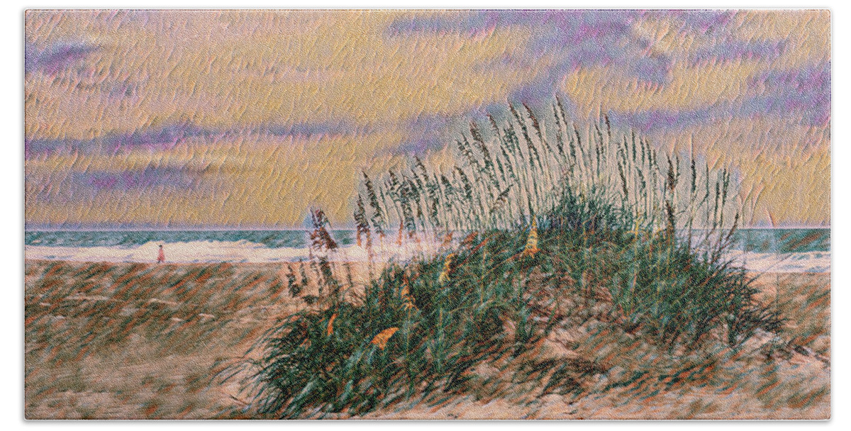 Beach Bath Towel featuring the photograph Outer Banks A Stroll on the Beach ai by Dan Carmichael