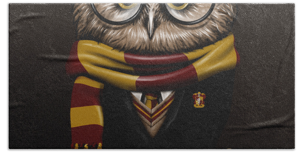 Owl Hand Towel featuring the digital art Owly Wizard by Vincent Trinidad