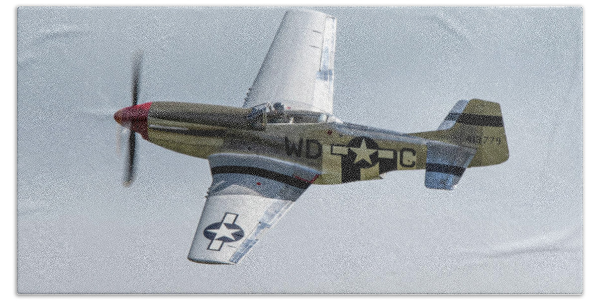 P-51 Mustang Bath Towel featuring the photograph P-51 Mustang by Airpower Art