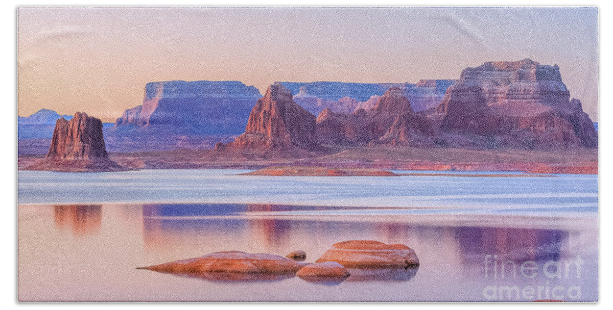 Eroded Bath Towel featuring the photograph Padre Bay from Cookie Jar Butte by Henk Meijer Photography