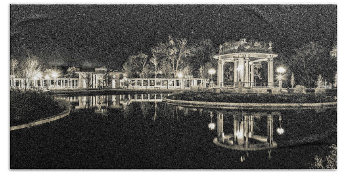 Bandstand Bath Towel featuring the photograph Pagoda Circle at Night by Randall Allen