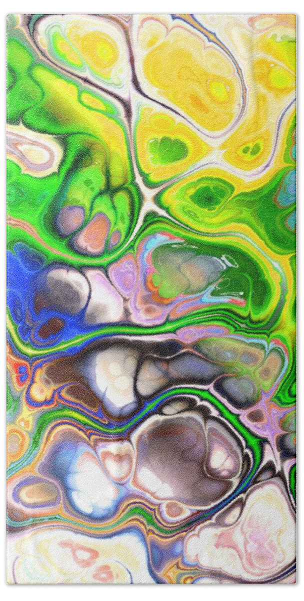Colorful Bath Towel featuring the digital art Paijo - Funky Artistic Colorful Abstract Marble Fluid Digital Art by Sambel Pedes