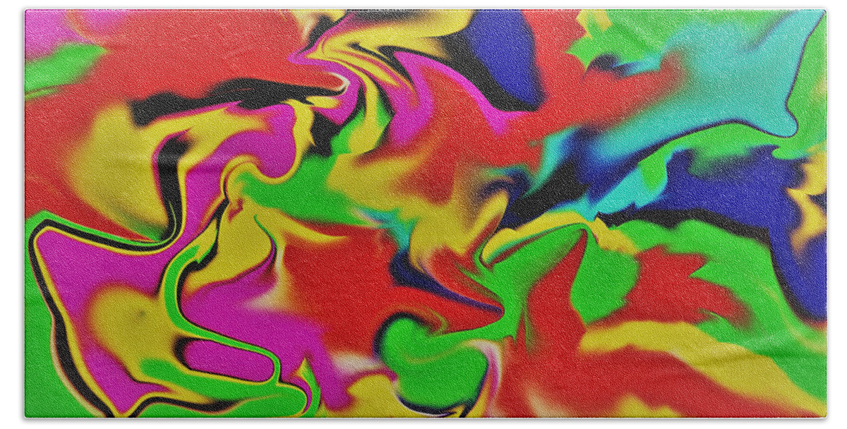Cool Art Bath Towel featuring the digital art Paint Splash Party - Abstract by Ronald Mills
